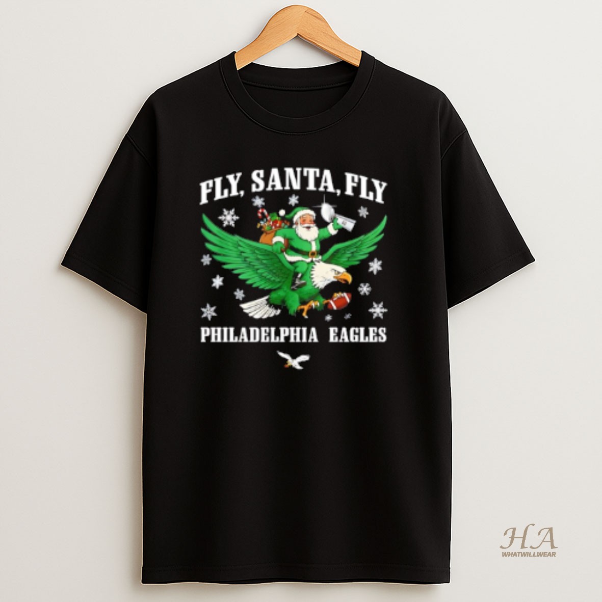 Official Philadelphia Eagles Fly Santa Fly Christmas T Shirt