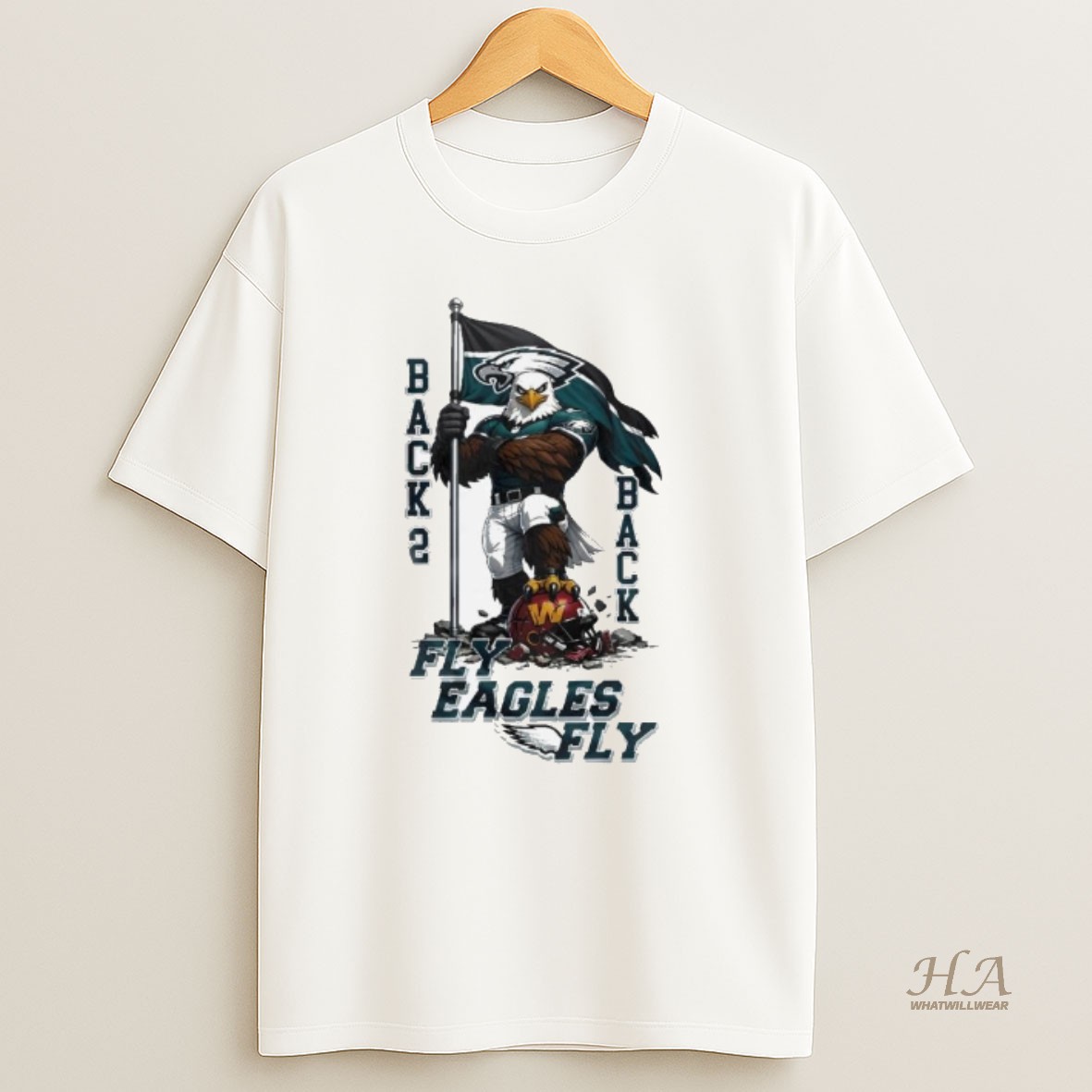 Official Philadelphia Eagles Mascot Nfl 2025 Nfc East Champions Back 2 Back Fly Eagles Fly T Shirt