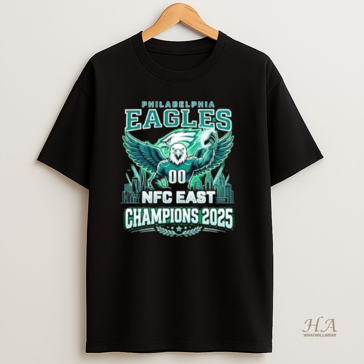Official Philadelphia Eagles Nfc East Champions 2025 Skyline T Shirt