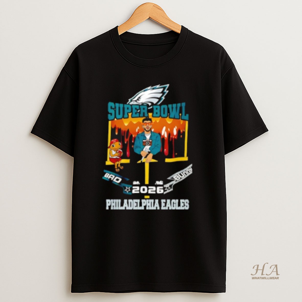 Official Philadelphia Eagles X Bad Bunny 2025 Nfl Super Bowl T Shirt