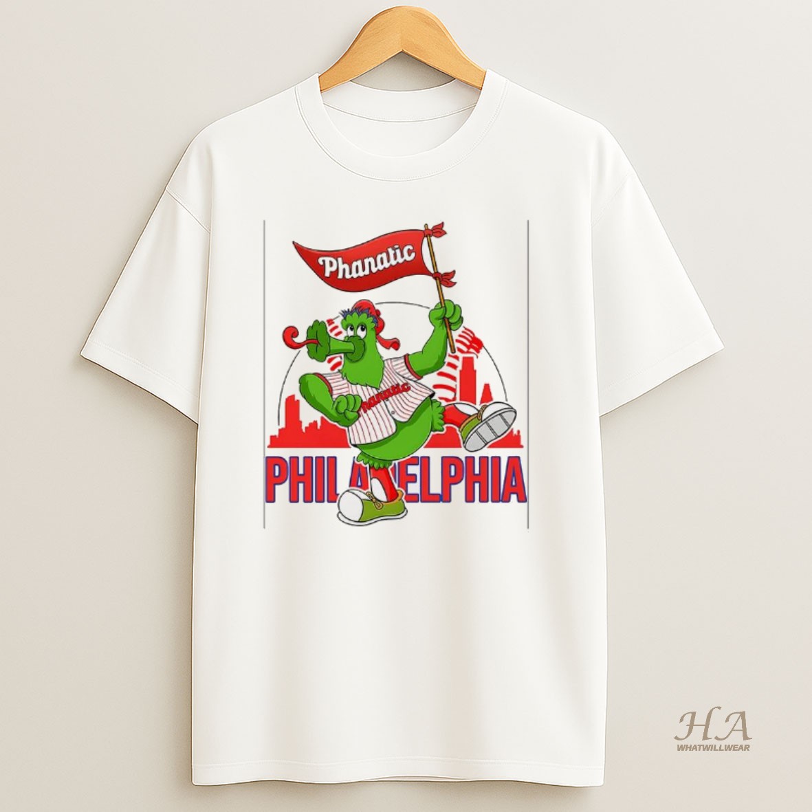 Official Phillie Phanatic Dancing Philadelphia Phillies Baseball Skyline Mascot Shirt