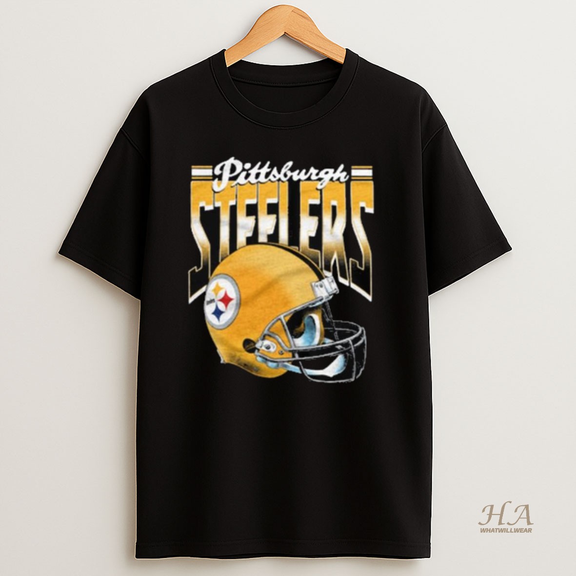 Official Pittsburgh Steelers Gradient Alt Helmet Long Sleve Shirt