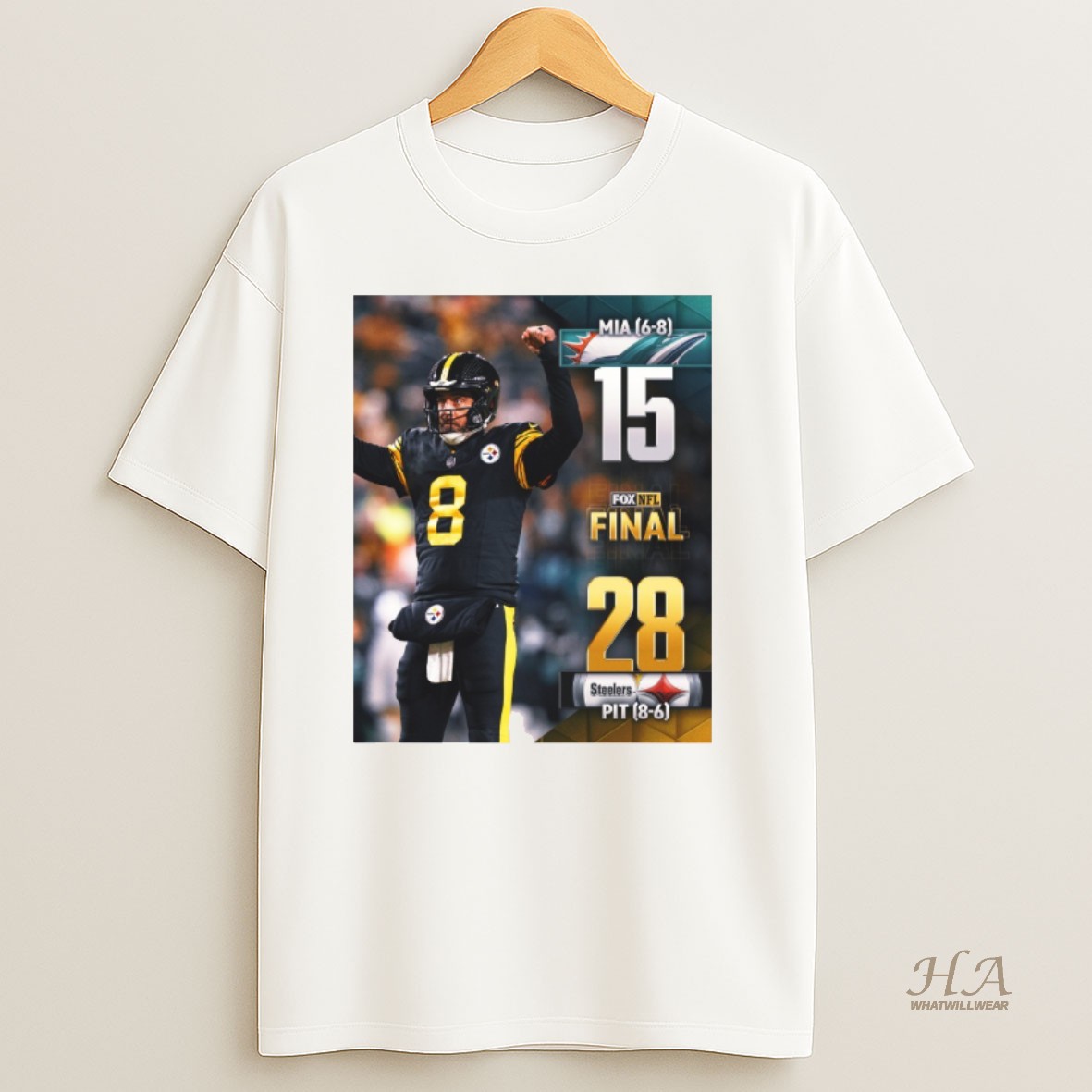 Official Pittsburgh Steelers Defeated The Miami Dolphins Final Score 28 15 On December 15 2025 Fox Nfl T Shirt