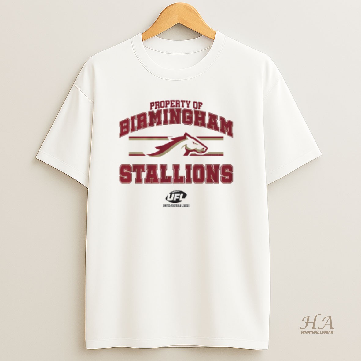 Official Property Of Birmingham Stallions Ufl Logo T Shirt