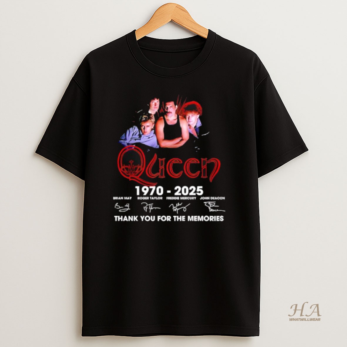 Official Queen 1970 2025 Signatures Thank You For The Memories T Shirt