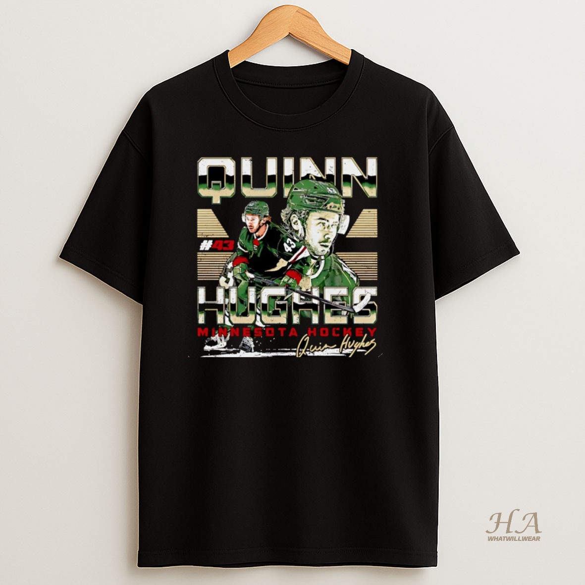 Official Quinn Hughes Minnesota Wild Dual Signature Christmas T Shirt