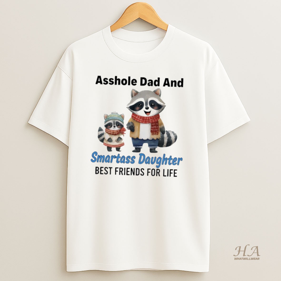Official Raccoon Christmas Asshole Dad And Smartass Daughter Best Friends For Life Shirt