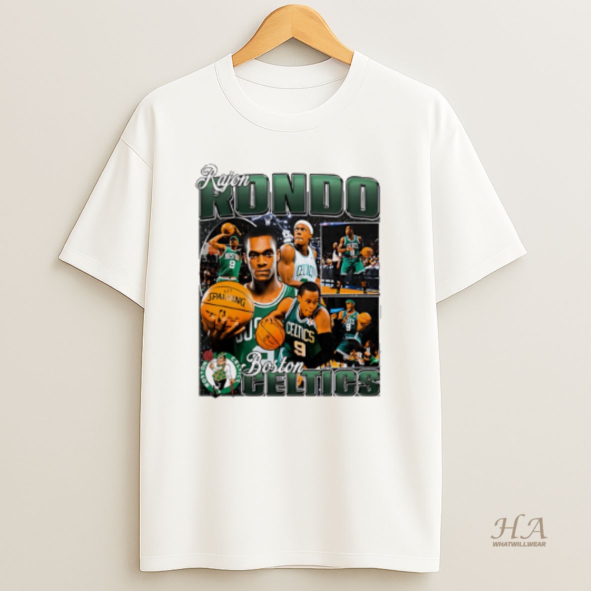 Official Rajon Rondo Boston Celtics Player Collage T Shirt