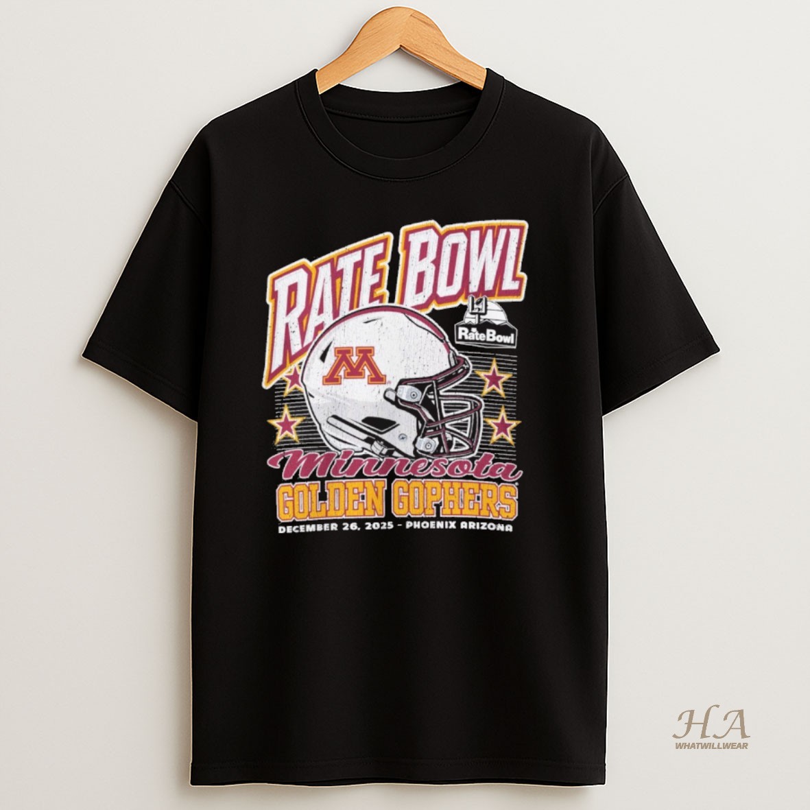 Official Rate Bowl 2025 University Of Minnesota Golden Gophers Beveled December 26 Phoenix Arizona Vintage Helmet Shirt