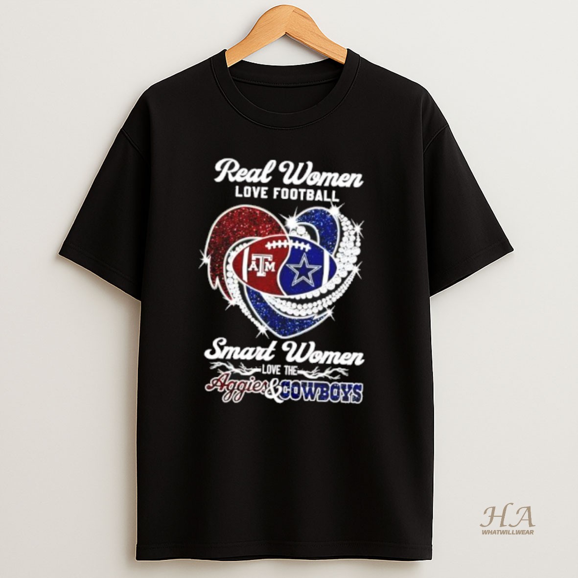 Official Real Women Love Football Smart Women Love The Aggies Cowboys T Shirt