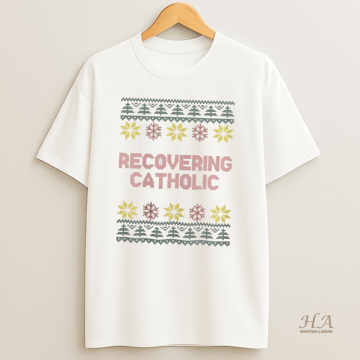 Official Recovering Catholic Christmas Ugly T Shirt