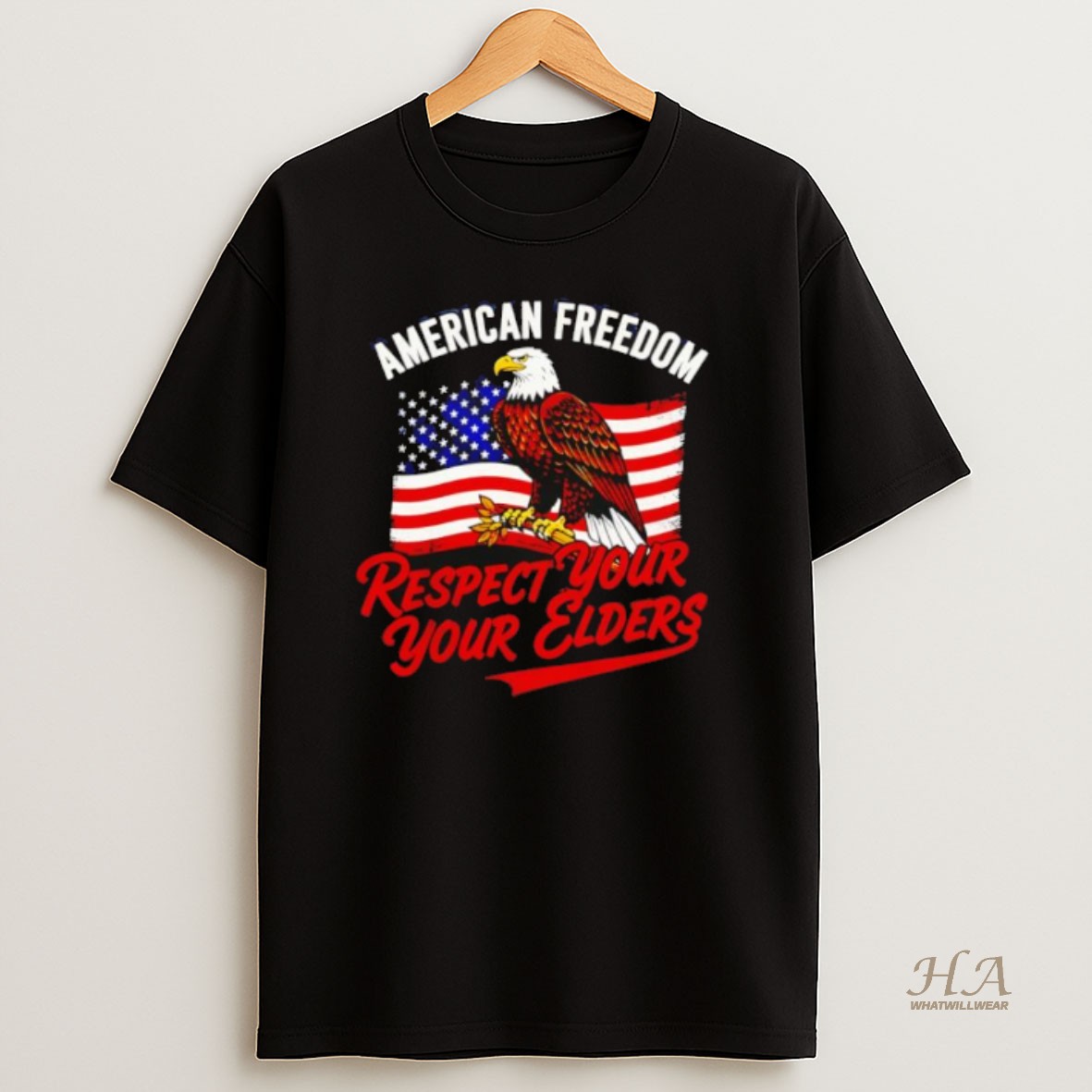 Official Respect Your Elders American Freedom Patriotic Graphic T Shirt