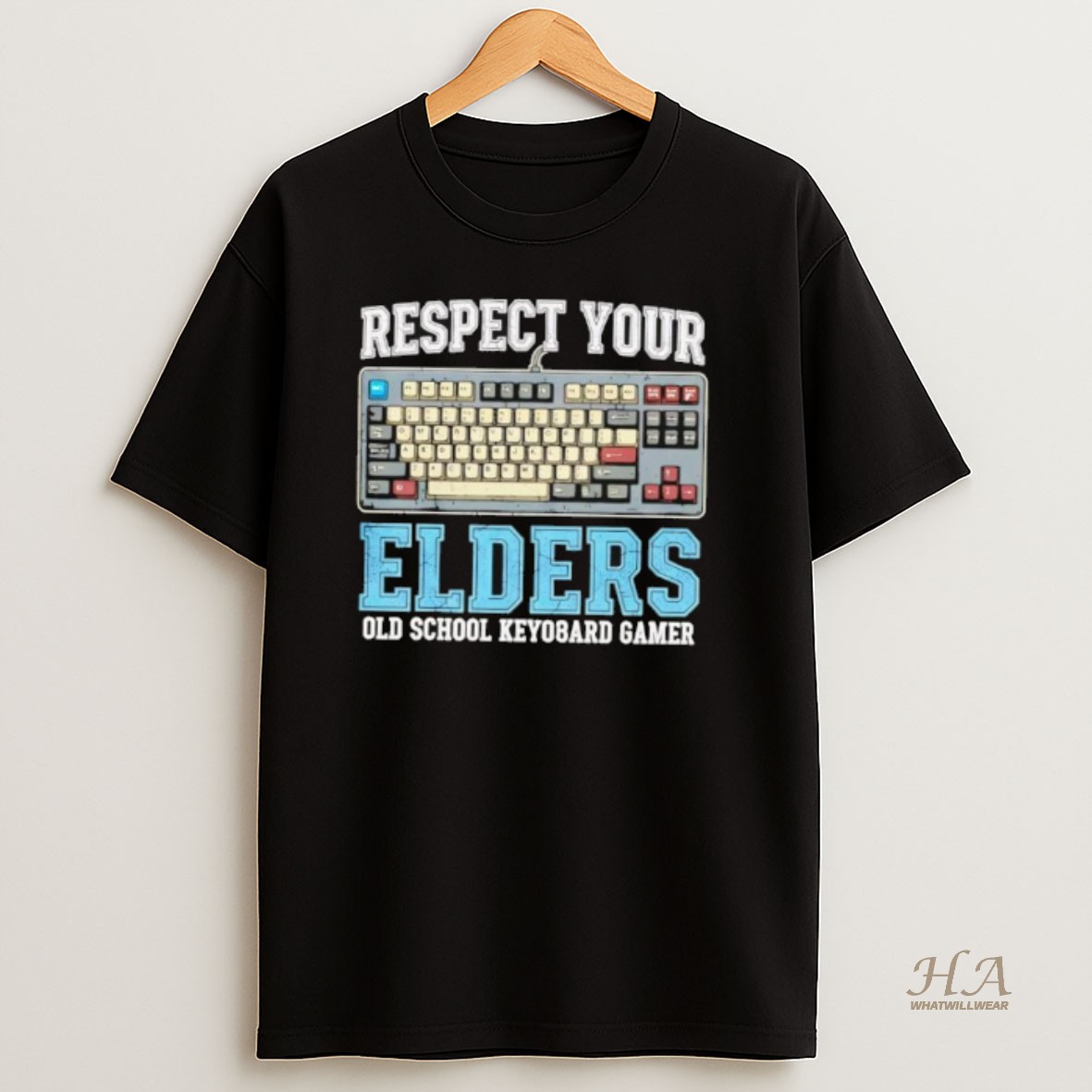 Official Respect Your Elders Old School Keyboard Gamer Gift T Shirt