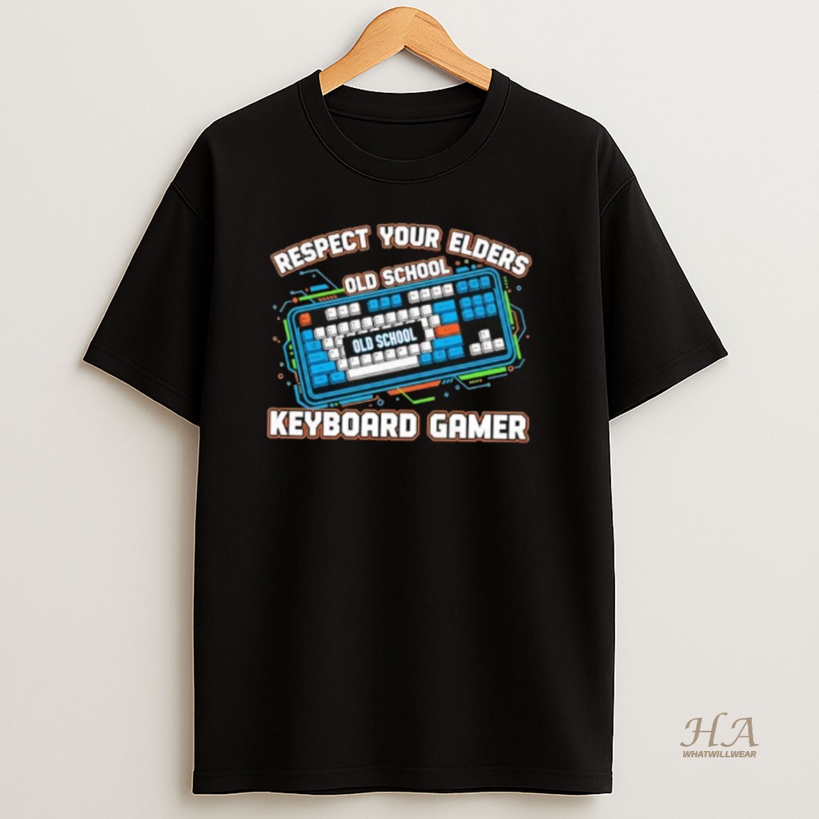 Official Respect Your Elders Old School Keyboard Gamer T Shirt