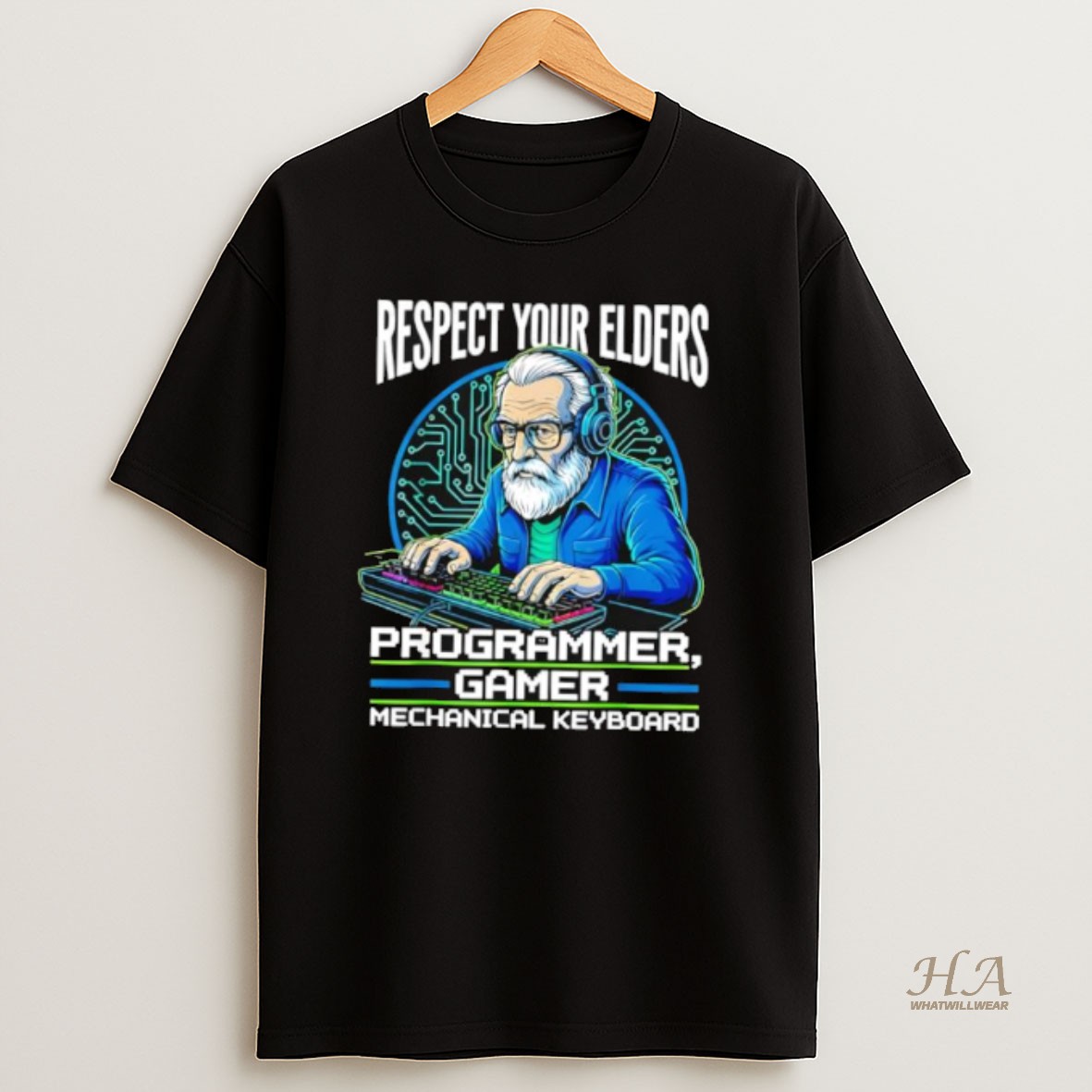 Official Respect Your Elders Programmer Gamer Mechanical Keyboard T Shirt