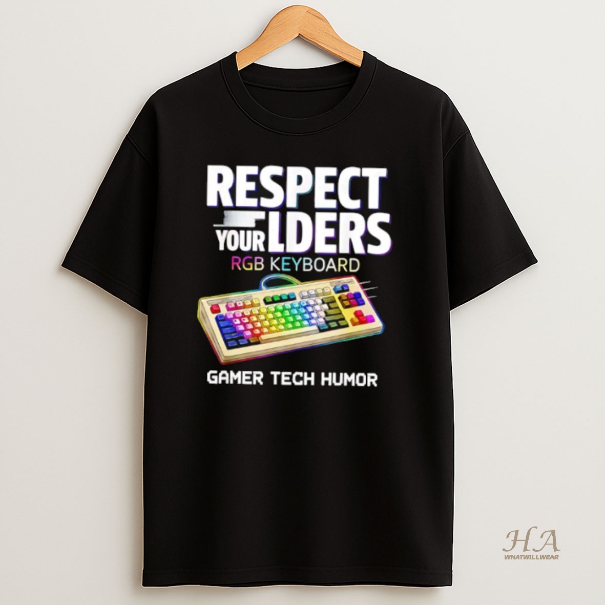 Official Respect Your Elders Rgb Keyboard Gamer Tech Humor T Shirt
