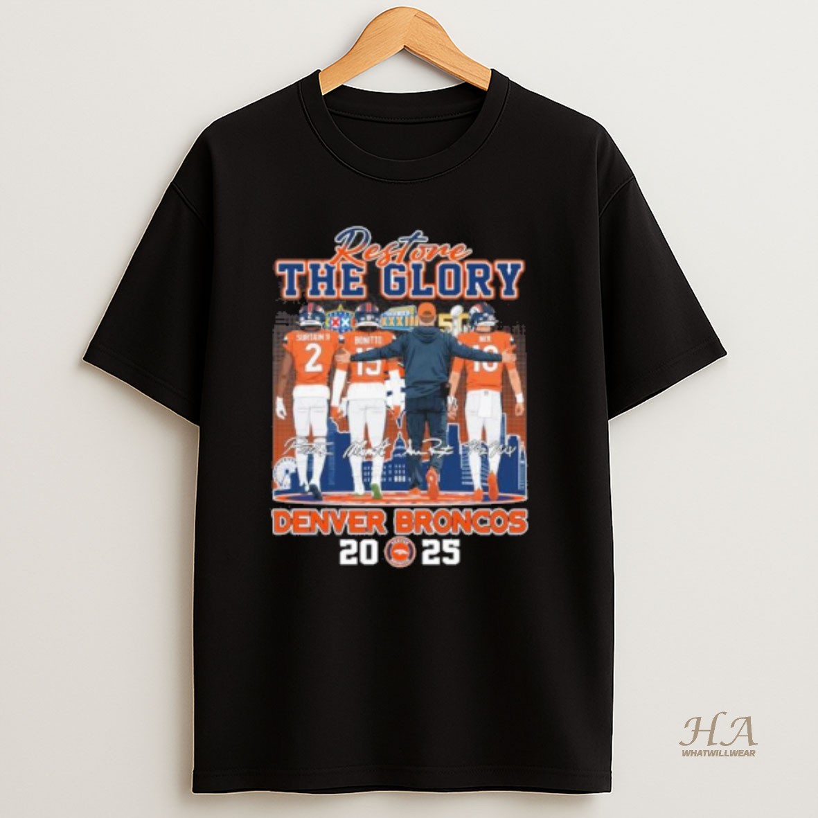 Official Restore The Glory Denver Broncos 2025 Playoffs T Shirt