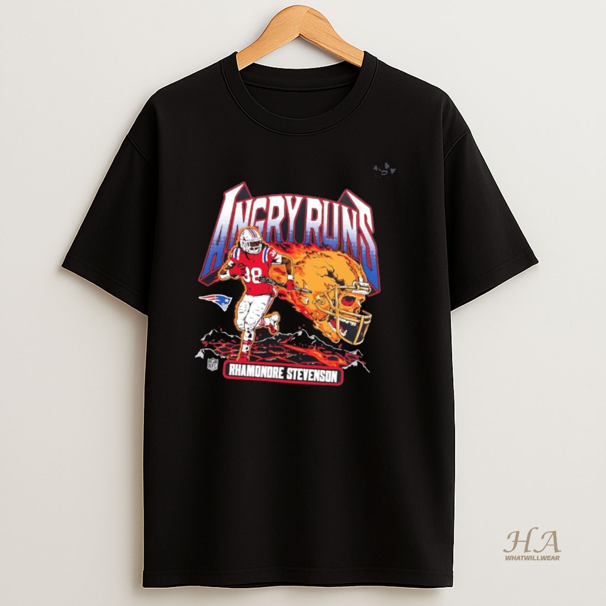 Official Rhamondre Stevenson Angry Runs New England Patriots T Shirt