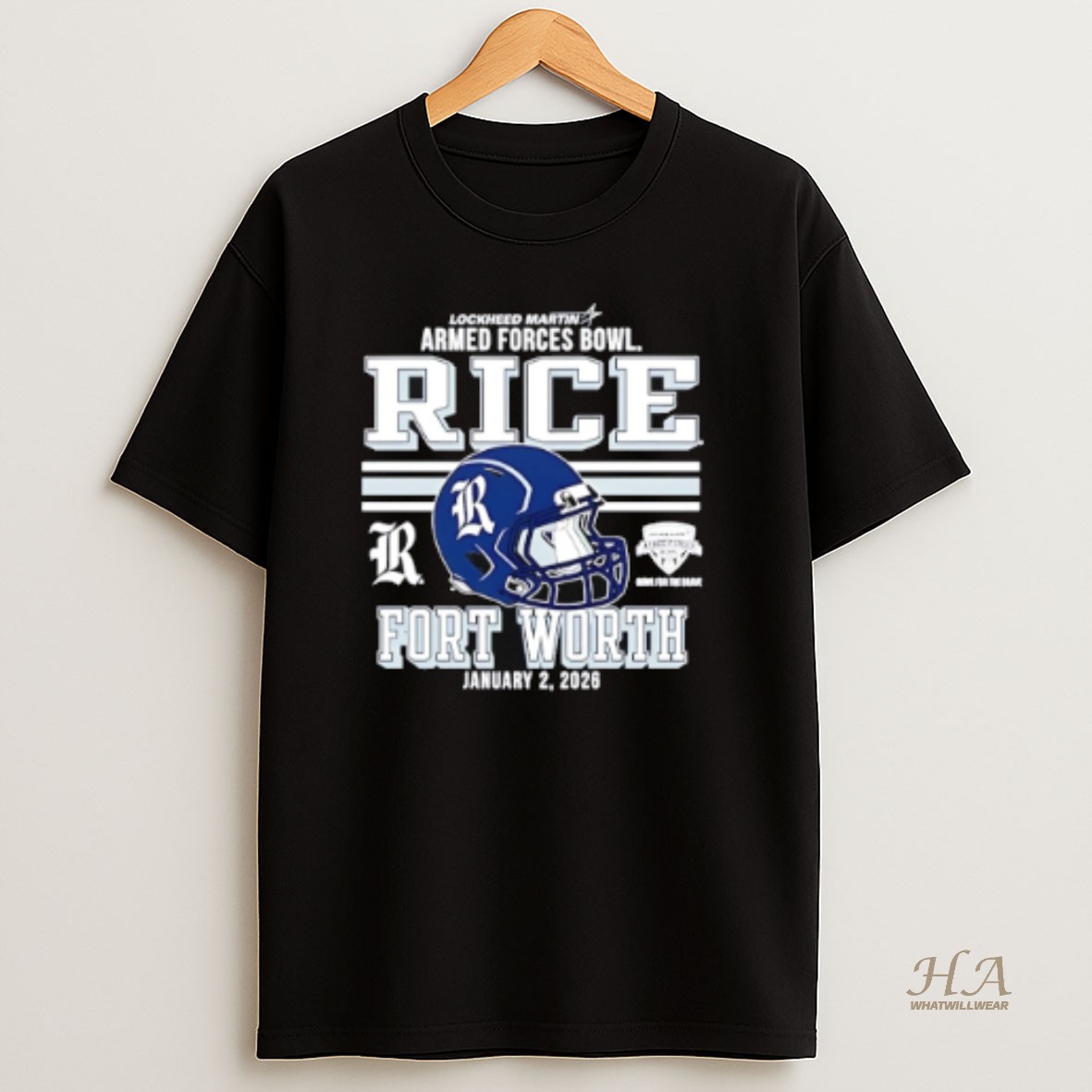 Official Rice Owls 2026 Armed Forces Bowl Fort Worth T Shirt