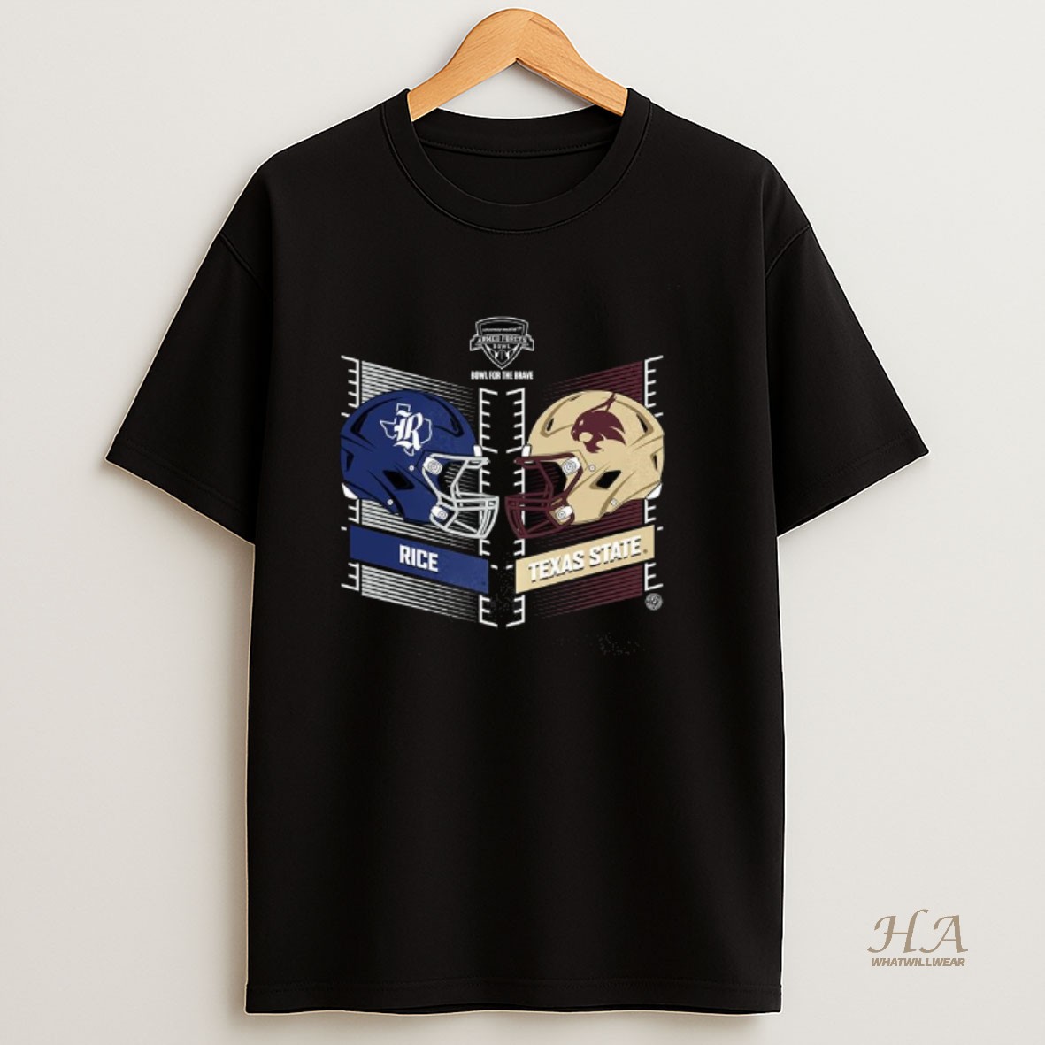 Official Rice Owls Vs Texas State Bobcats 2025 Armed Forces Bowl T Shirt
