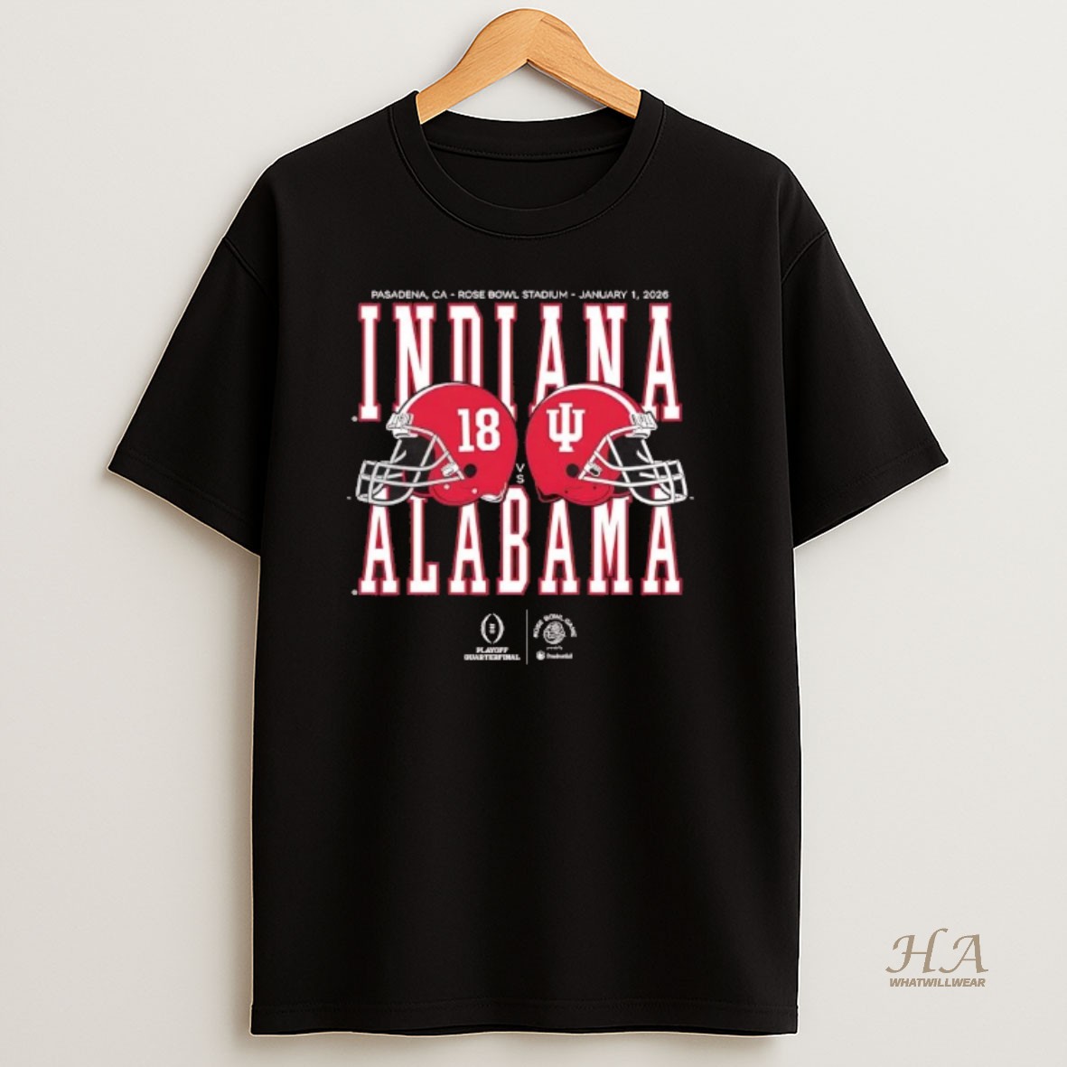 Official Rose Bowl Game 2026 Alabama Crimson Tide Vs Indiana Hoosiers Helmet Matchup T Shirt