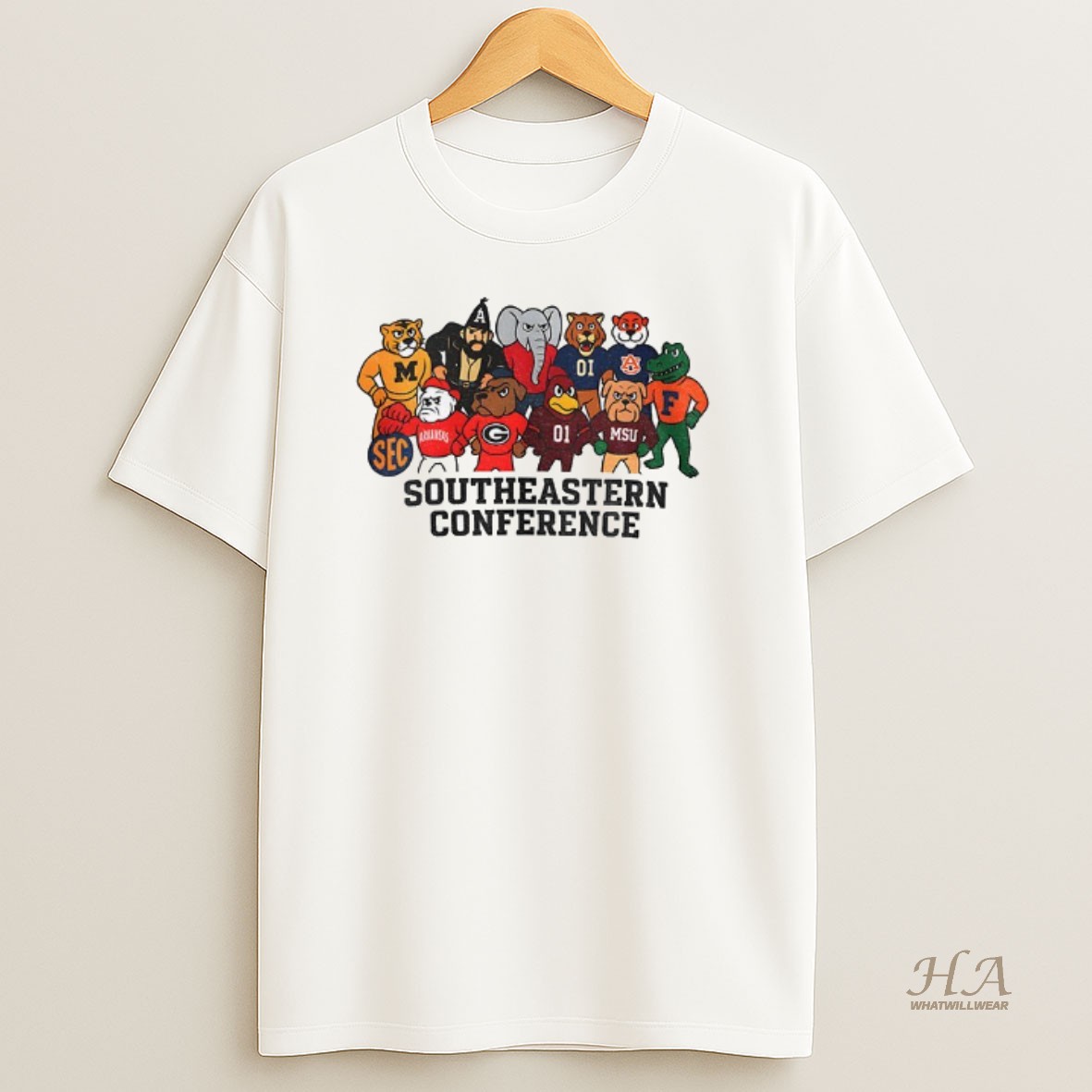 Official Sec Team Spirit Modern Southeastern Conference Mascot T Shirt