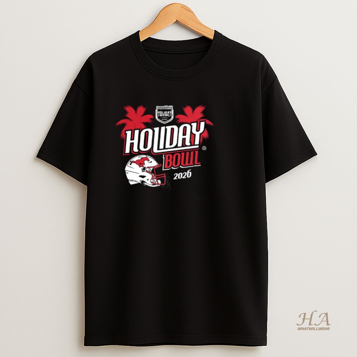 Official Smu Mustangs 2025 Holiday Bowl Helmet T Shirt