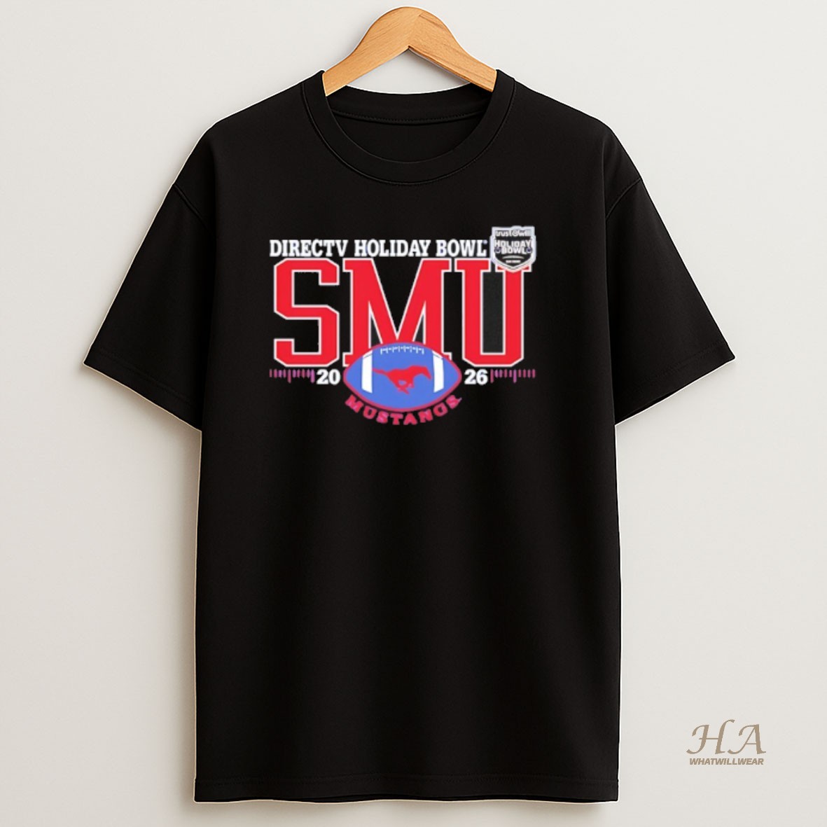 Official Smu Mustangs 2026 Directv Holiday Bowl Football T Shirt