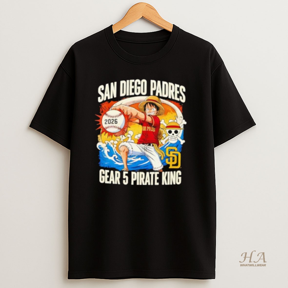 Official San Diego Padres One Piece 2026 Luffy Gear 5 Pirate King T Shirt