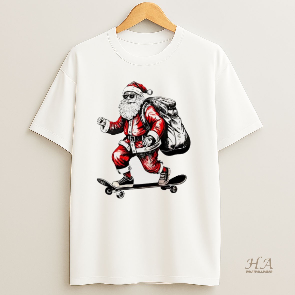 Official Santa Claus Skateboarding Christmas T Shirt