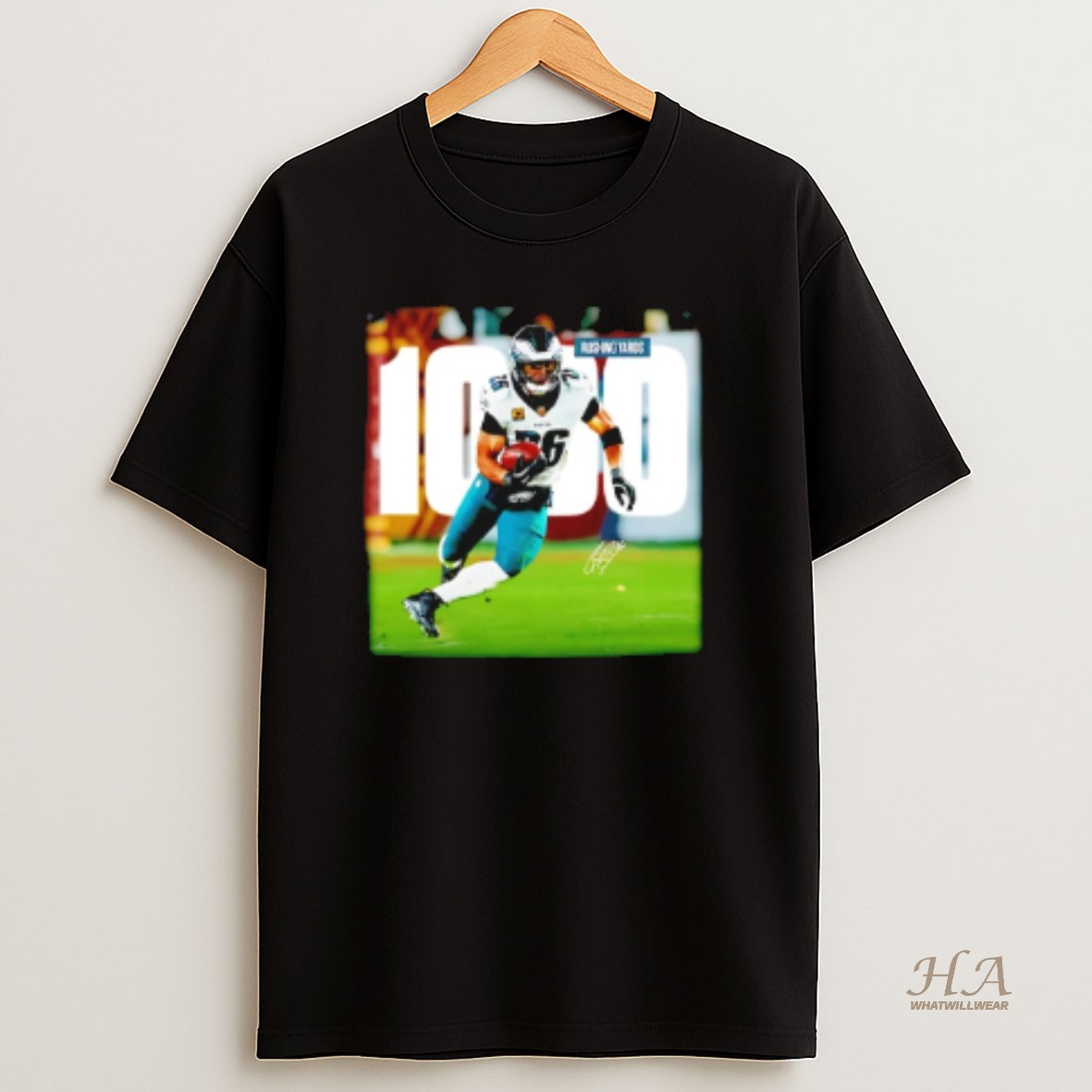 Official Saquon Barkley Philadelphia Eagles 2025 Nfc East Champions 100 Rushing Yards T Shirt