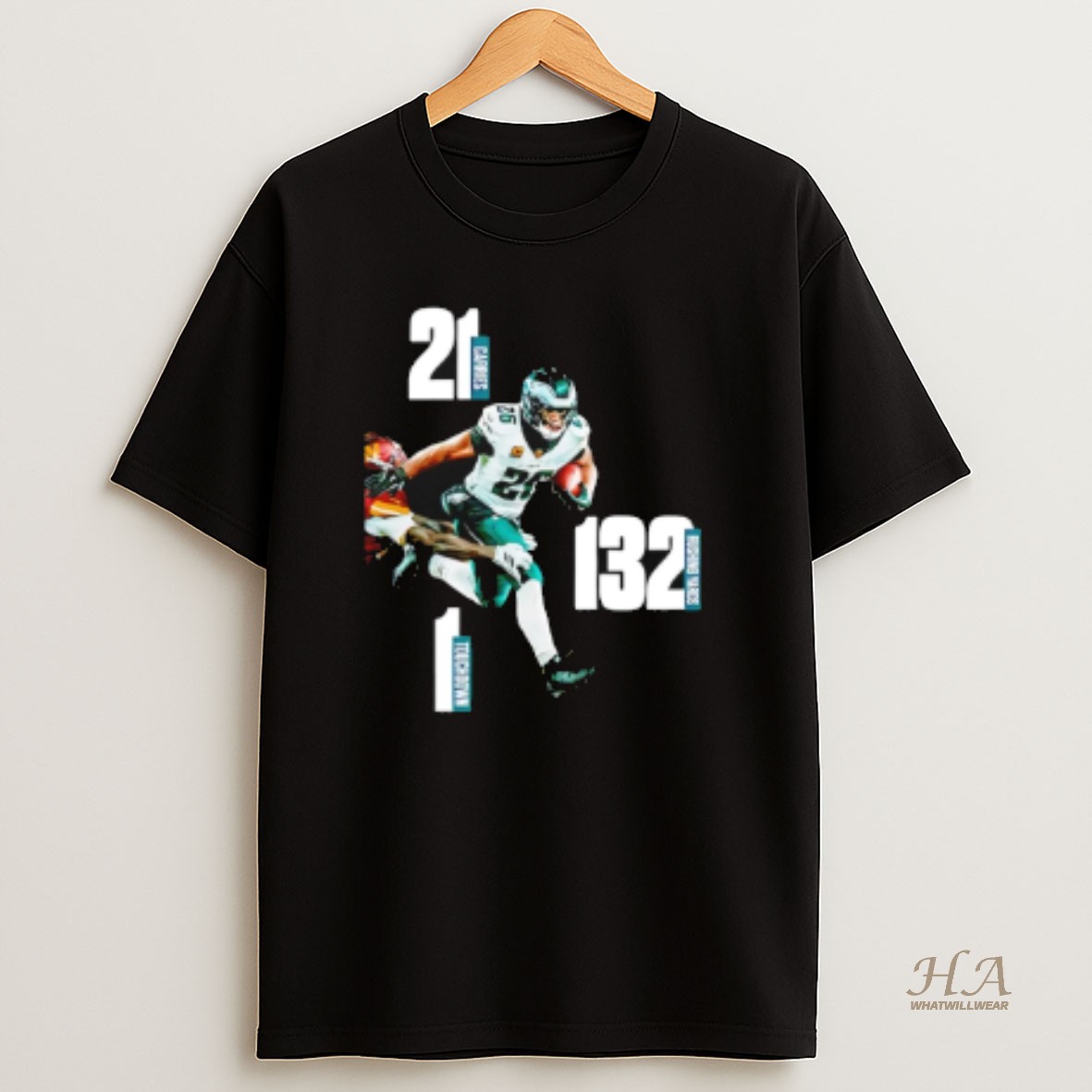 Official Saquon Barkley Philadelphia Eagles 2025 Nfc East Champs 21 Carries 132 Rushing Yards T Shirt