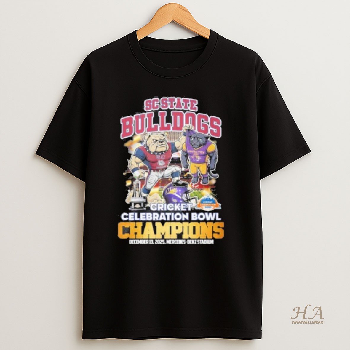 Official Sc State Bulldogs Beat Prairie View Am Mascot Celebration Bowl Champions T Shirt