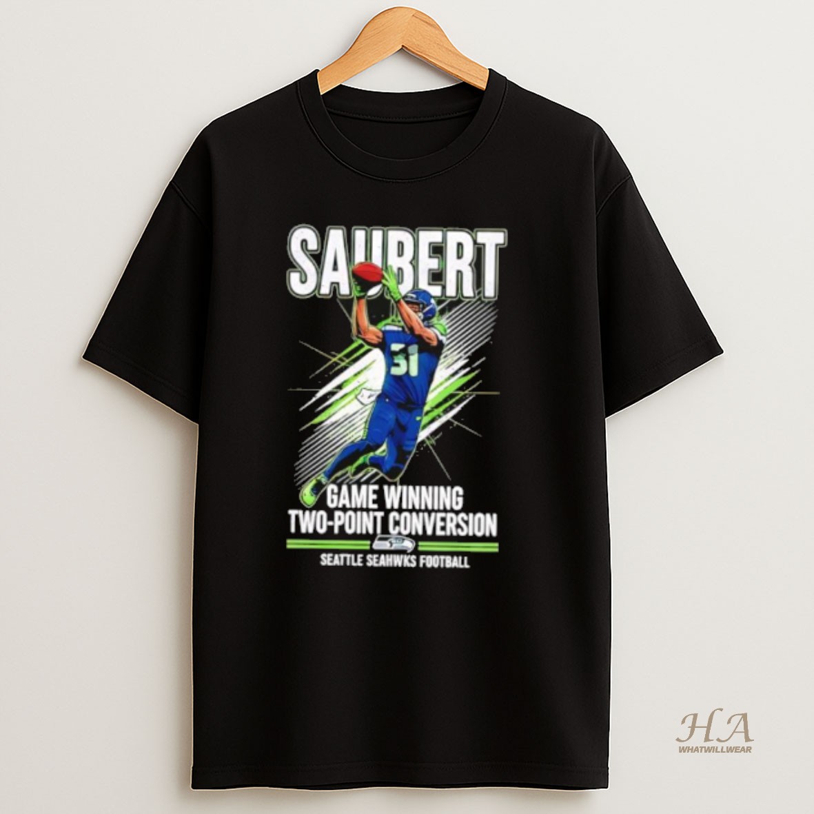 Official Seahawks Eric Saubert Game Winning Two Point Conversion T Shirt