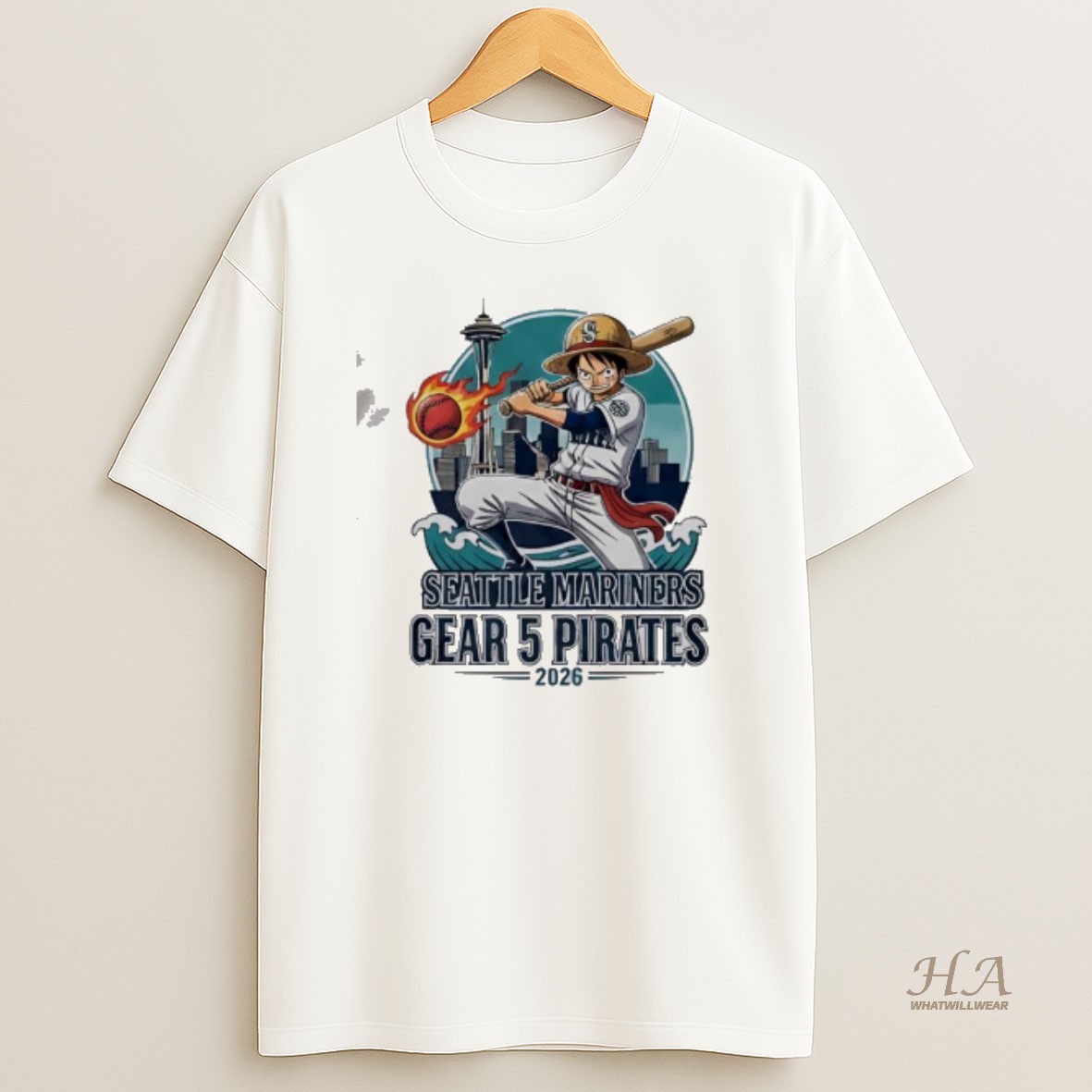 Official Seattle Mariners One Piece 2026 Luffy Gear 5 Pirates T Shirt