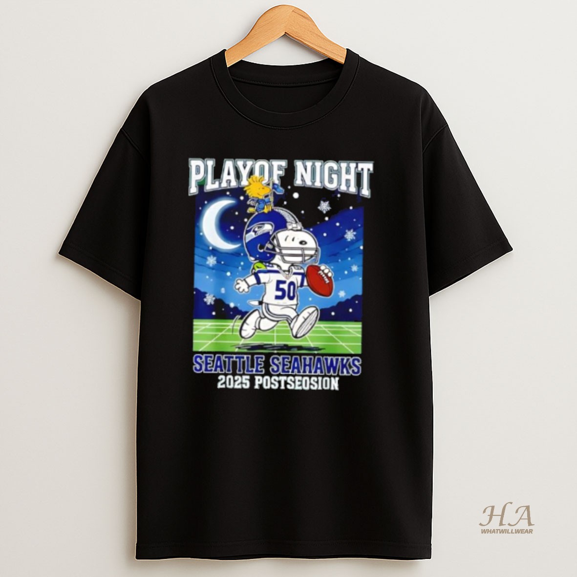 Official Seattle Seahawks Football Playoff Night Snoopy Peanuts Style T Shirt