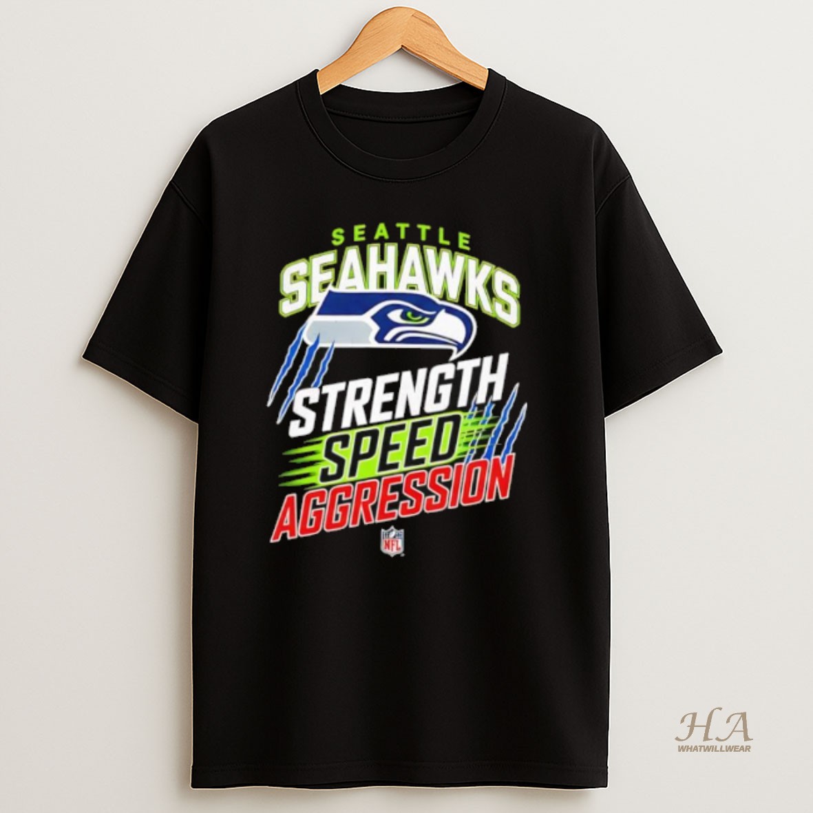 Official Seattle Seahawks Strength Speed Aggression Football T Shirt
