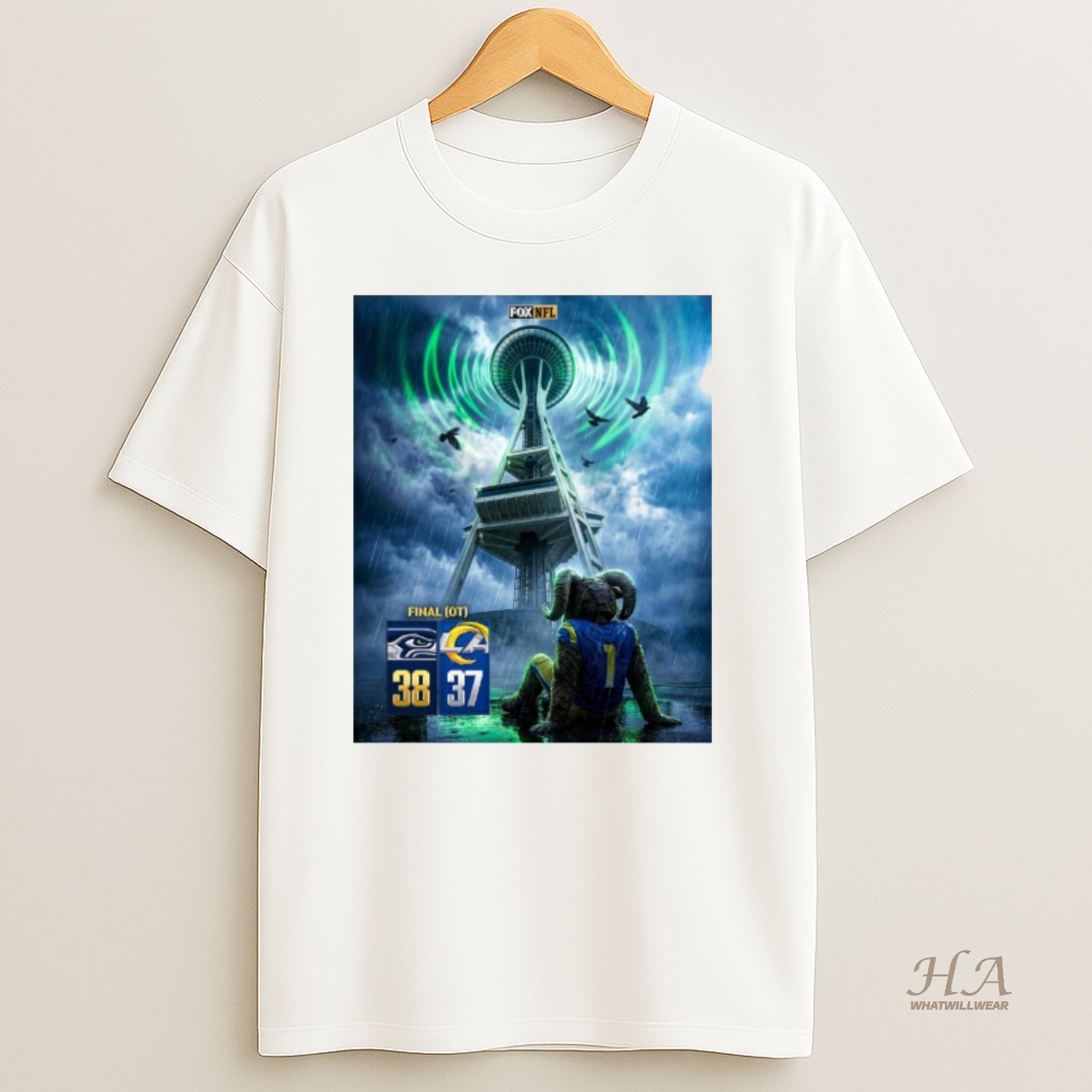 Official Seattle Seahawks Defeated Los Angeles Rams Final Score 38 37 Nfl Fox T Shirt
