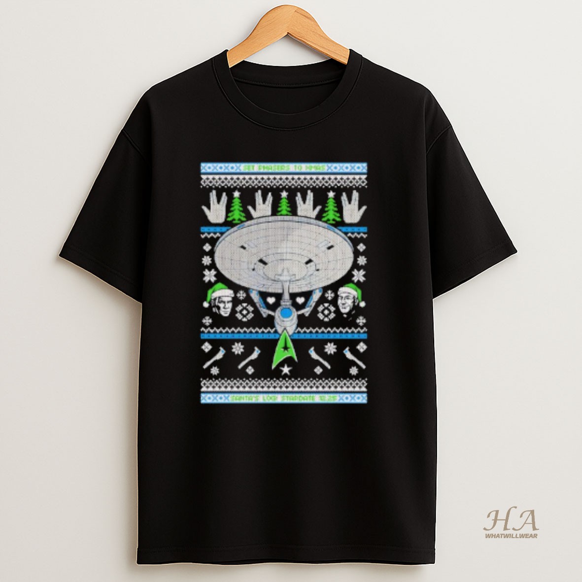 Official Set Phasers To Christmas Santas Log Stardate 12 25 T Shirt