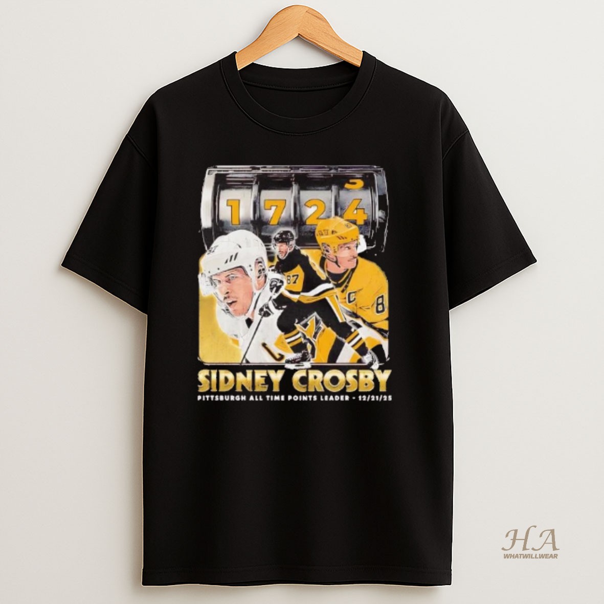 Official Sidney Crosby Pittsburgh Penguins 1724 All Time Points Leader T Shirt