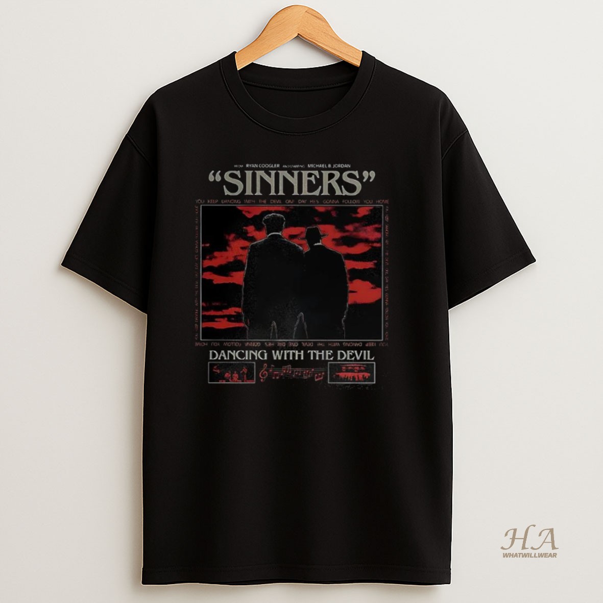 Official Sinners Movie Dancing With The Devil From Ryan Coogler And Starring Michael B Jordan Vintage Shirt
