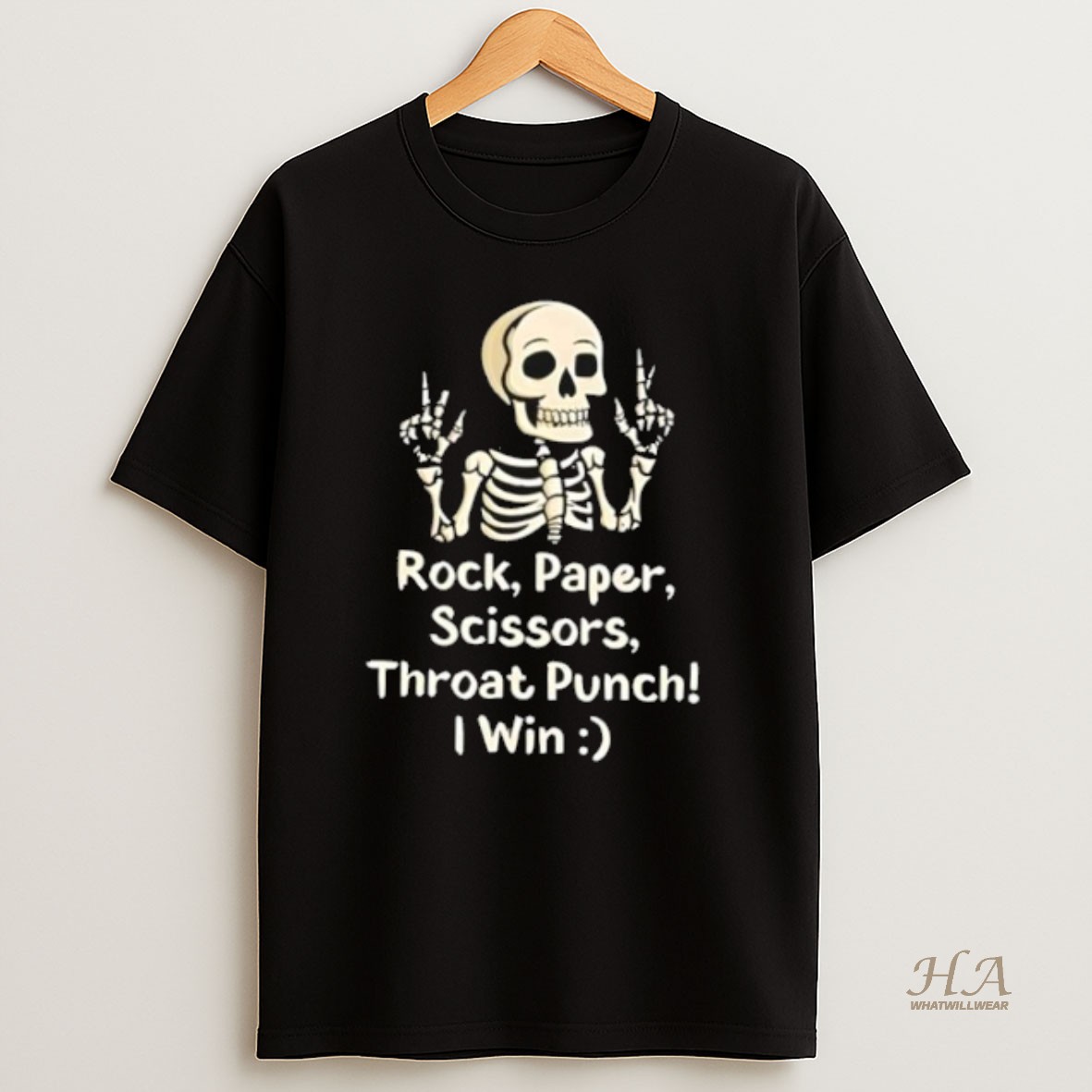 Official Skeleton Rock Paper Scissors Throat Punch I Win Stylish Shirt