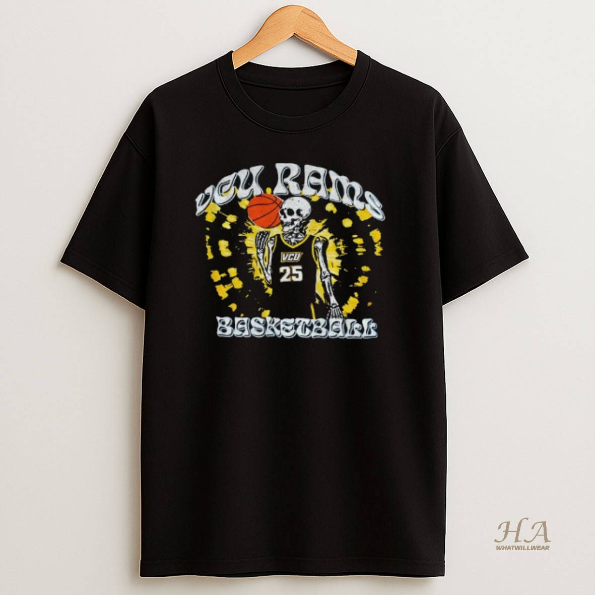 Official Skeleton Vcu Rams Basketball Player T Shirt