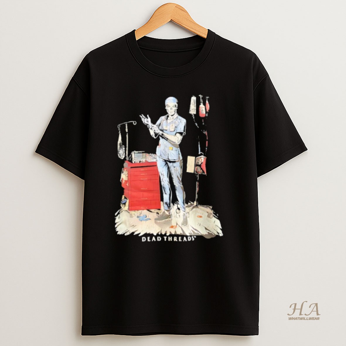 Official Skeleton Nurse Put On Gloves Dead Threads T Shirt