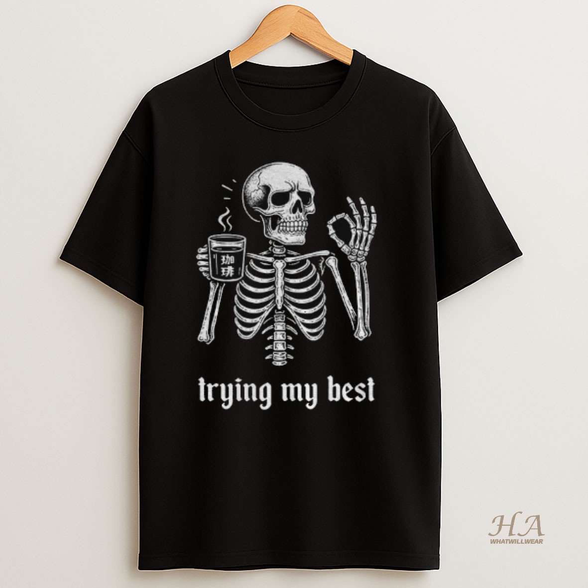 Official Skeleton Okey Trying His Best Meme T Shirt