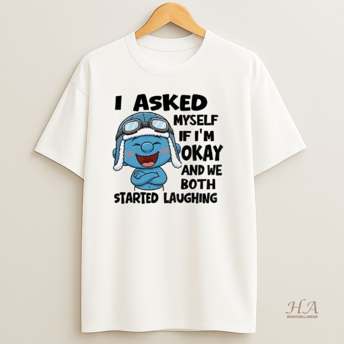 Official Smurf I Asked Myself If Im Okay And We Both Started Laughing T Shirt