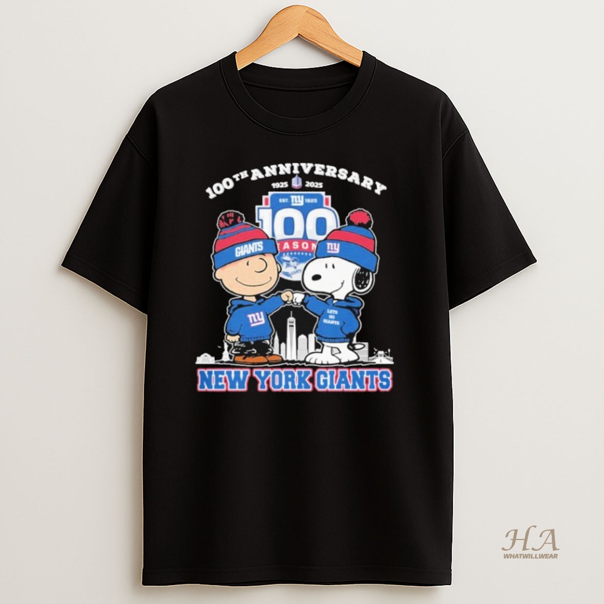 Official Snoopy And Charlie Brown The Peanuts New York Giants 100th Anniversary 1925 2025 Shirt