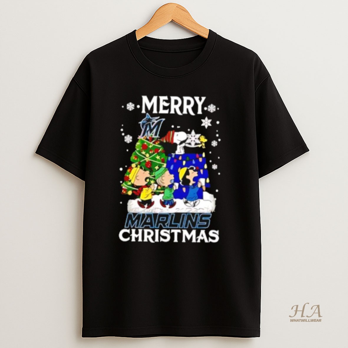 Official Snoopy And Friends Merry Miami Marlins Christmas T Shirt