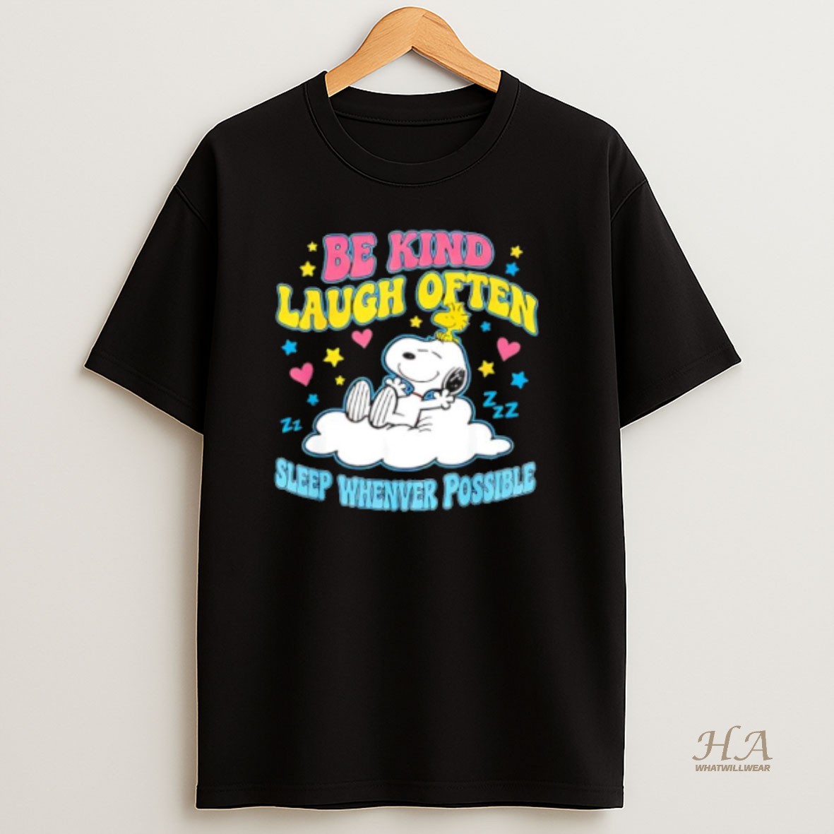 Official Snoopy Be Kind Laugh Often Sleep Whenever Possible T Shirt