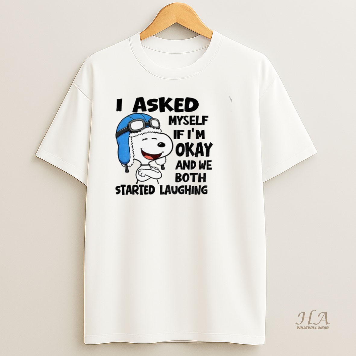 Official Snoopy I Asked Myself If Im Okay And We Both Started Laughing Christmas T Shirt